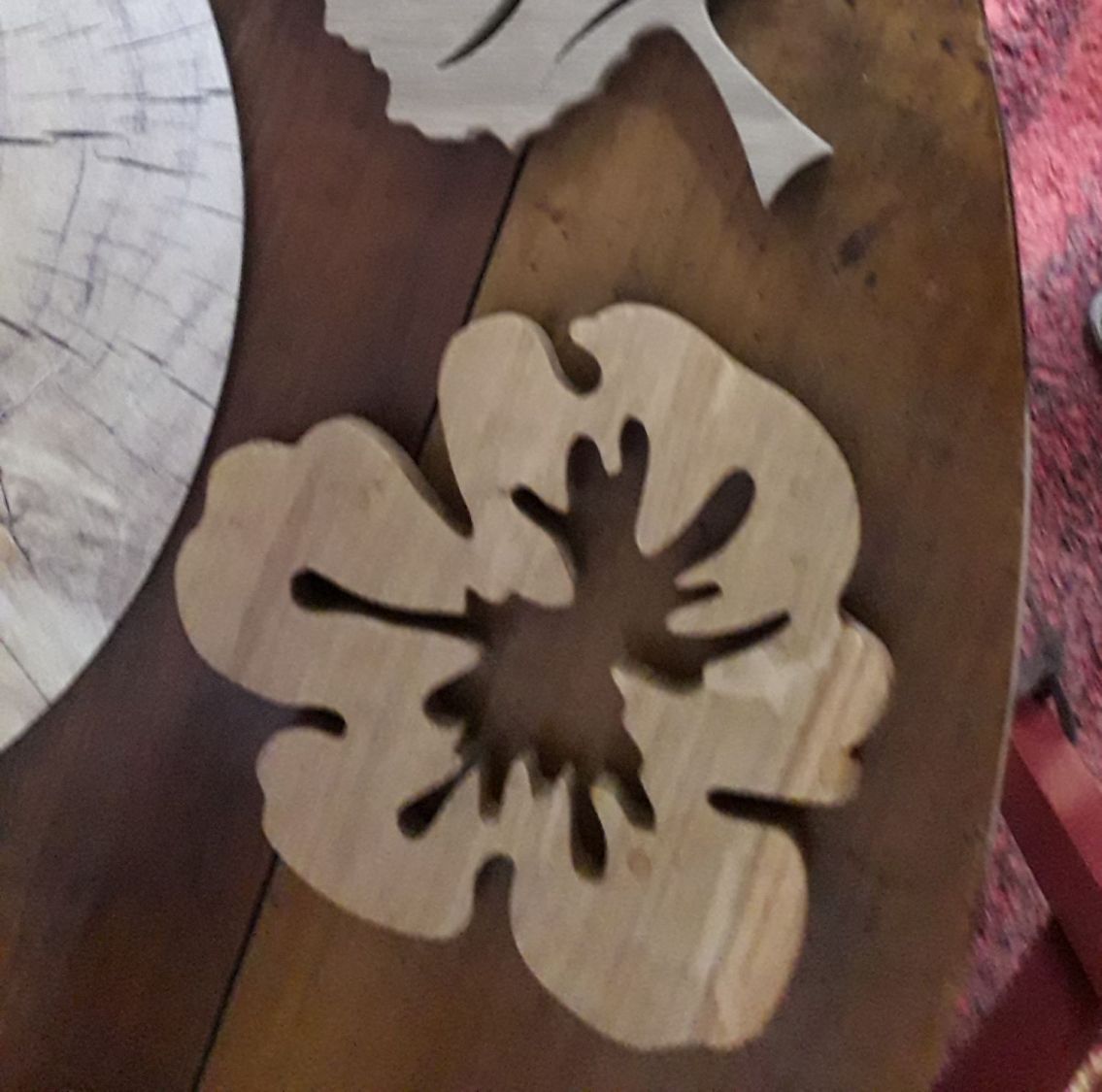 Fleur de pensée-baggett i massiv ek 15 mm tjockt