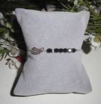 Original svart kristall vinge och pärla armband på 925 silver kedja