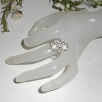 Original 925 silverring med blommor och vit Swarovski-kristall