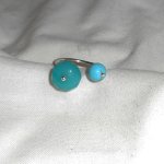 Original dubbel blå stenring i jade och turkenit och 925 silver