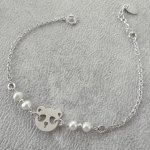Armband med odlade pärlor och panda i silver 925