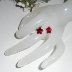 Röd Swarovski Crystal dubbel blomma ring