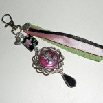 Väska/keyring smycken med glaspärlor och kaméer med band