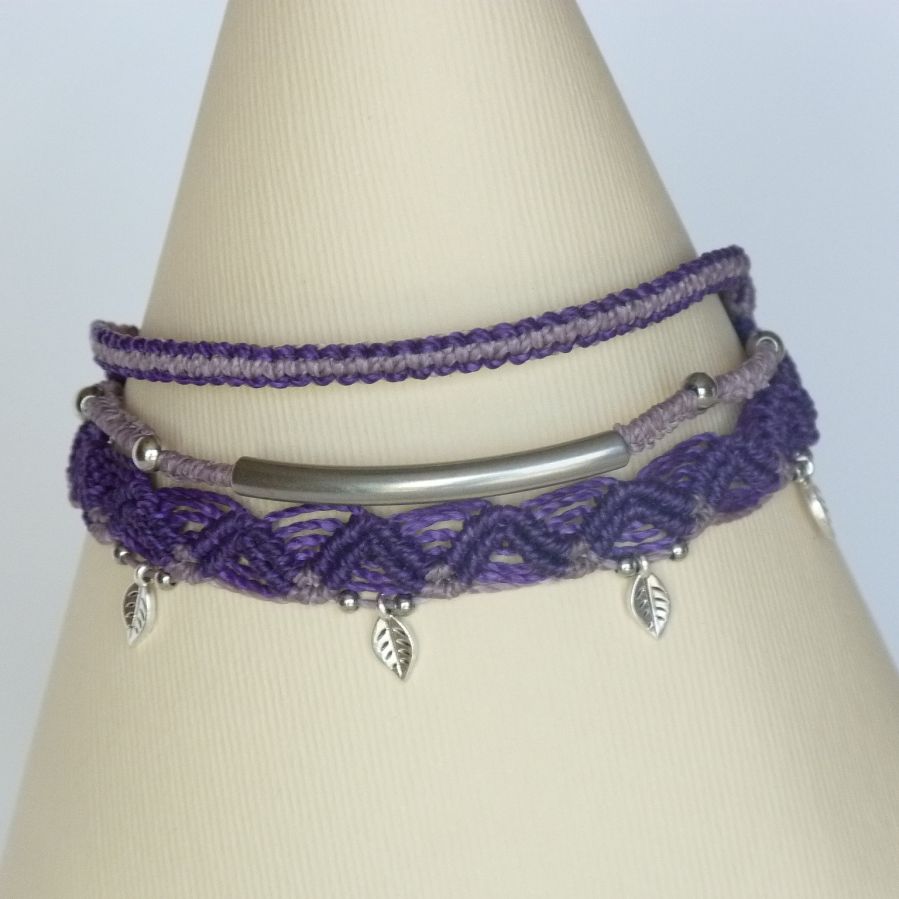 3 i 1 Multi-Row Armband Lila och Violett