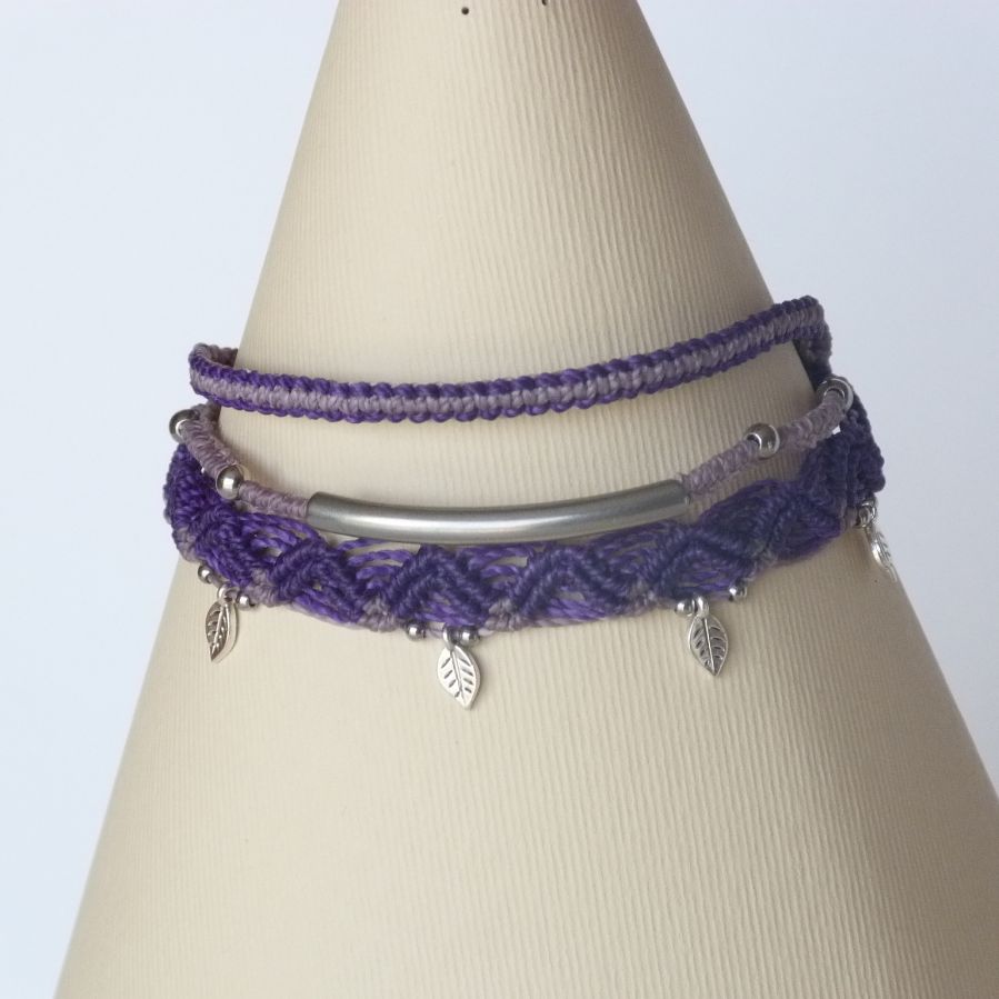 3 i 1 Multi-Row Armband Lila och Violett