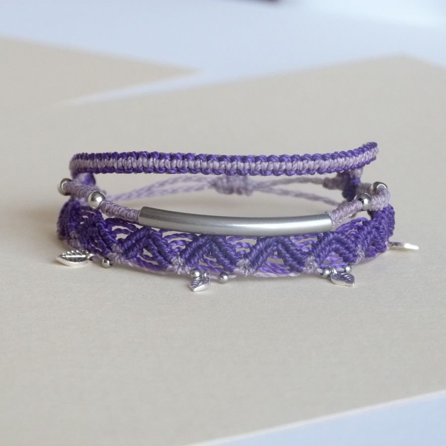 3 i 1 Multi-Row Armband Lila och Violett