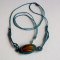 Ankablå mikro-macramé halsband med en natursten, tigerögat