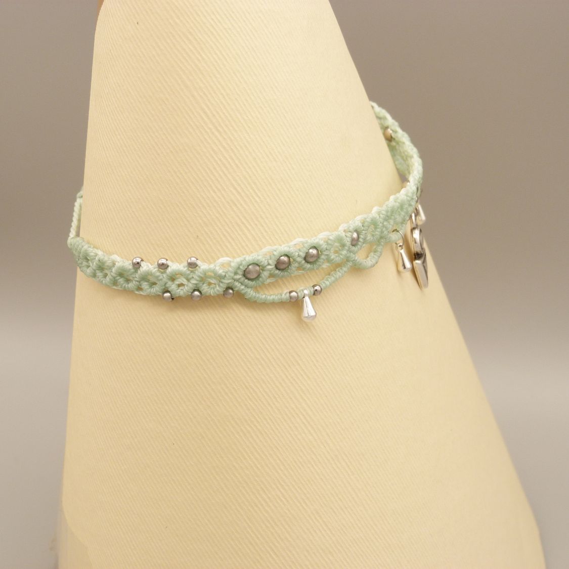 Vatten mintgrönt mikro makramé halsband med choker