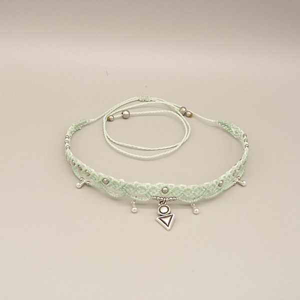 Vatten mintgr&ouml;nt mikro makram&eacute; halsband med choker