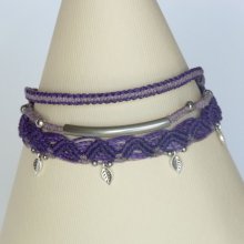 3 i 1 Multi-Row Armband Lila och Violett