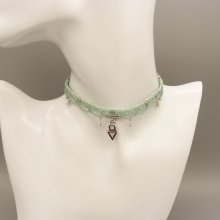 Vatten mintgrönt mikro makramé halsband med choker