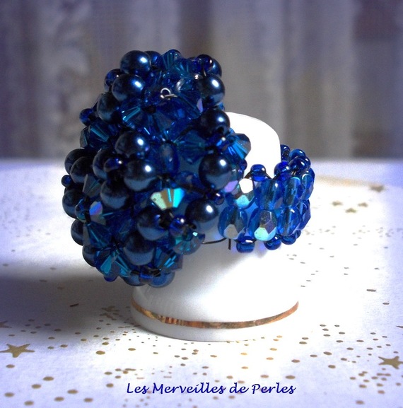 Night Blue Ring med Swarovski-kristallfacetter och spinnare