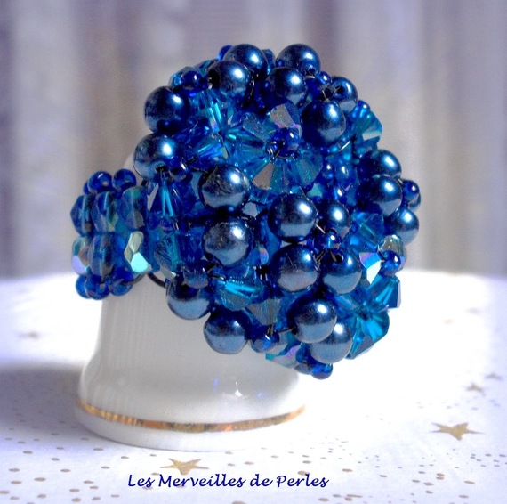 Night Blue Ring med Swarovski-kristallfacetter och spinnare
