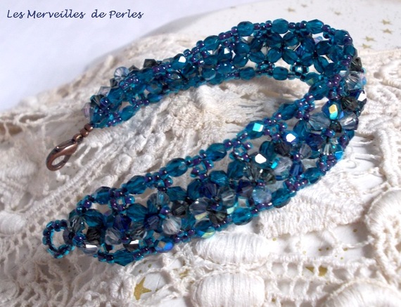 Belle de Nuit-armband med bohemiska glasfacetter och snurrande toppar i Swarovski-kristall