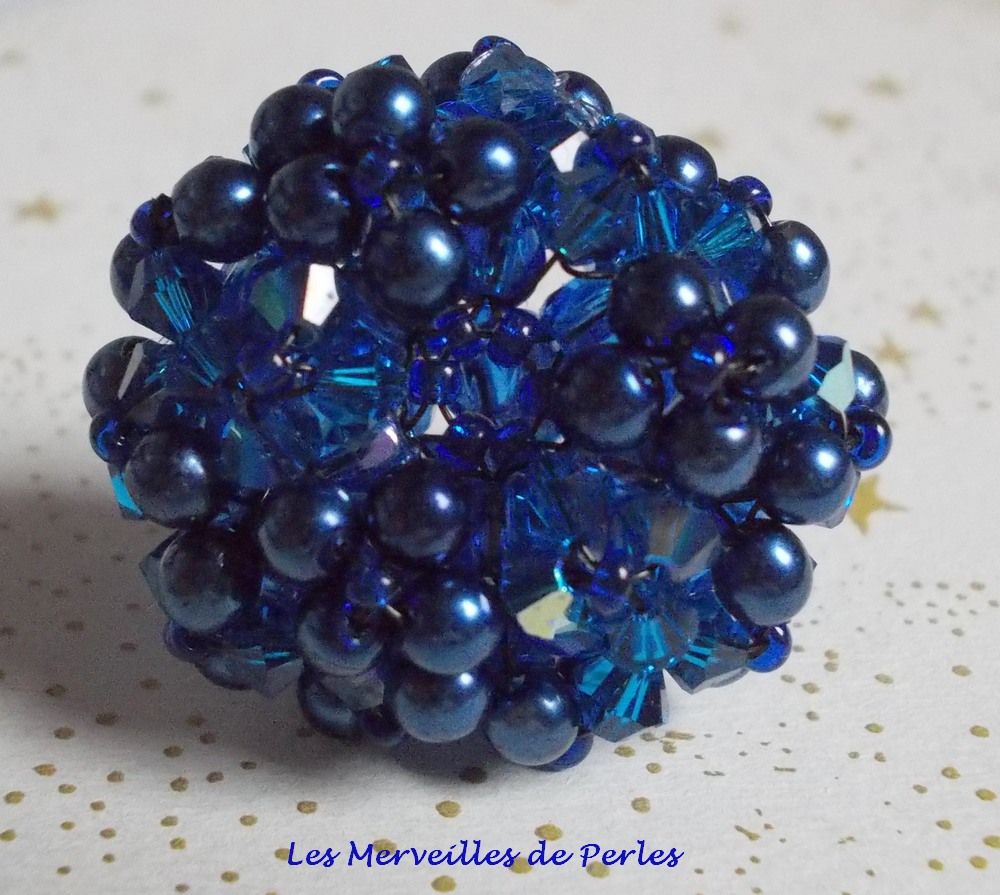 Night Blue Ring med Swarovski-kristallfacetter och spinnare