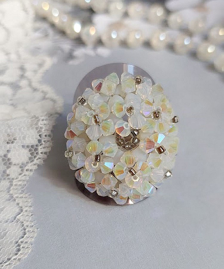 Kristallring med Swarovski-kristallfacetter och spinnare
