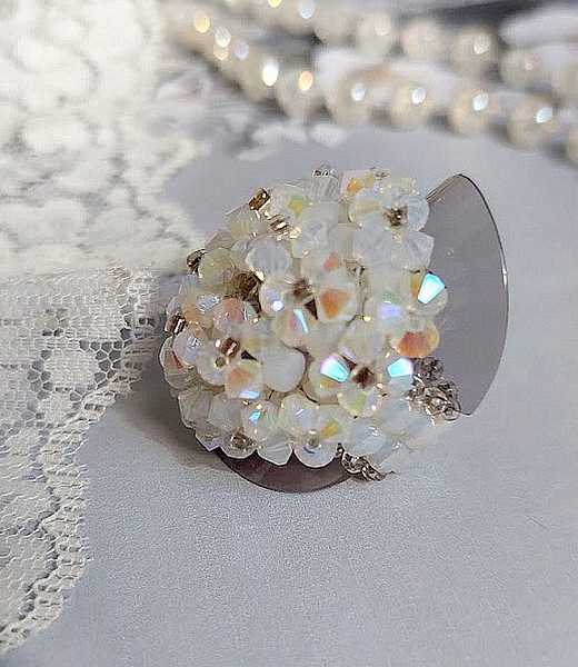 Kristallring med Swarovski-kristallfacetter och spinnare