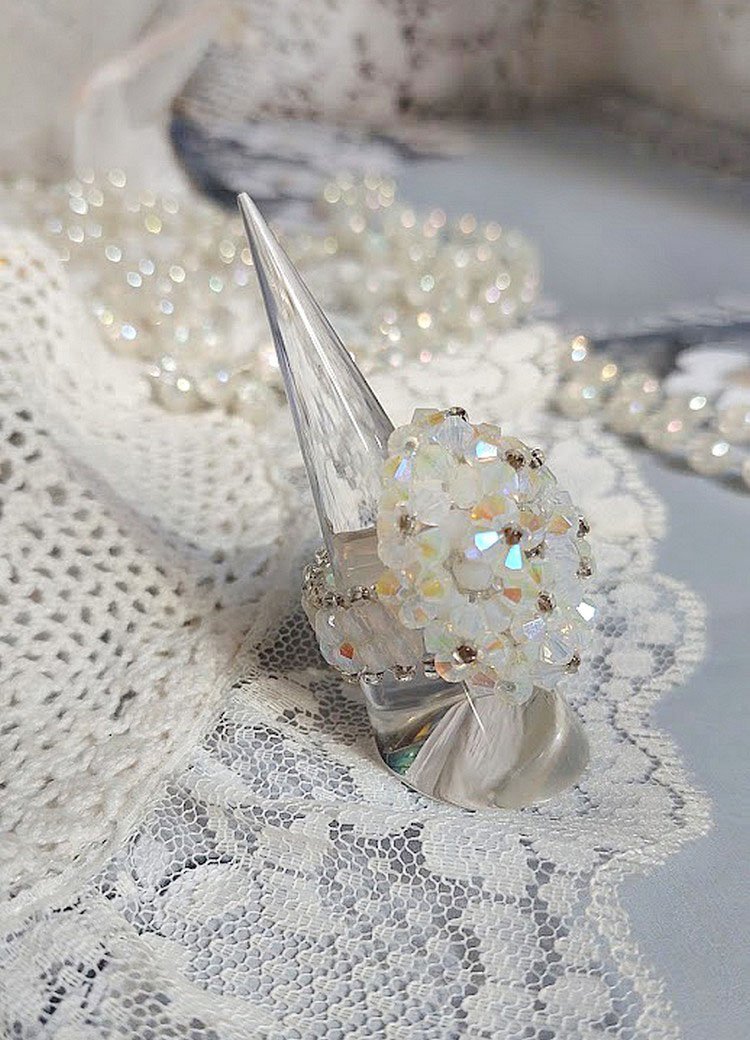 Kristallring med Swarovski-kristallfacetter och spinnare