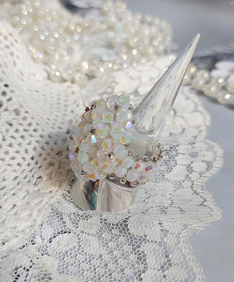 Kristallring med Swarovski-kristallfacetter och spinnare