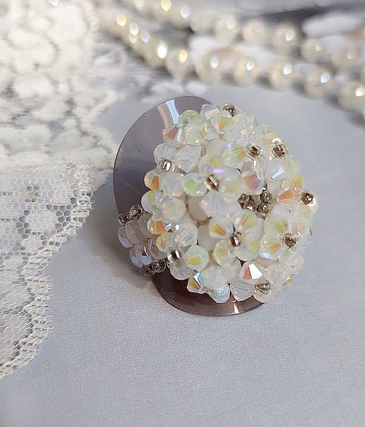 Kristallring med Swarovski-kristallfacetter och spinnare