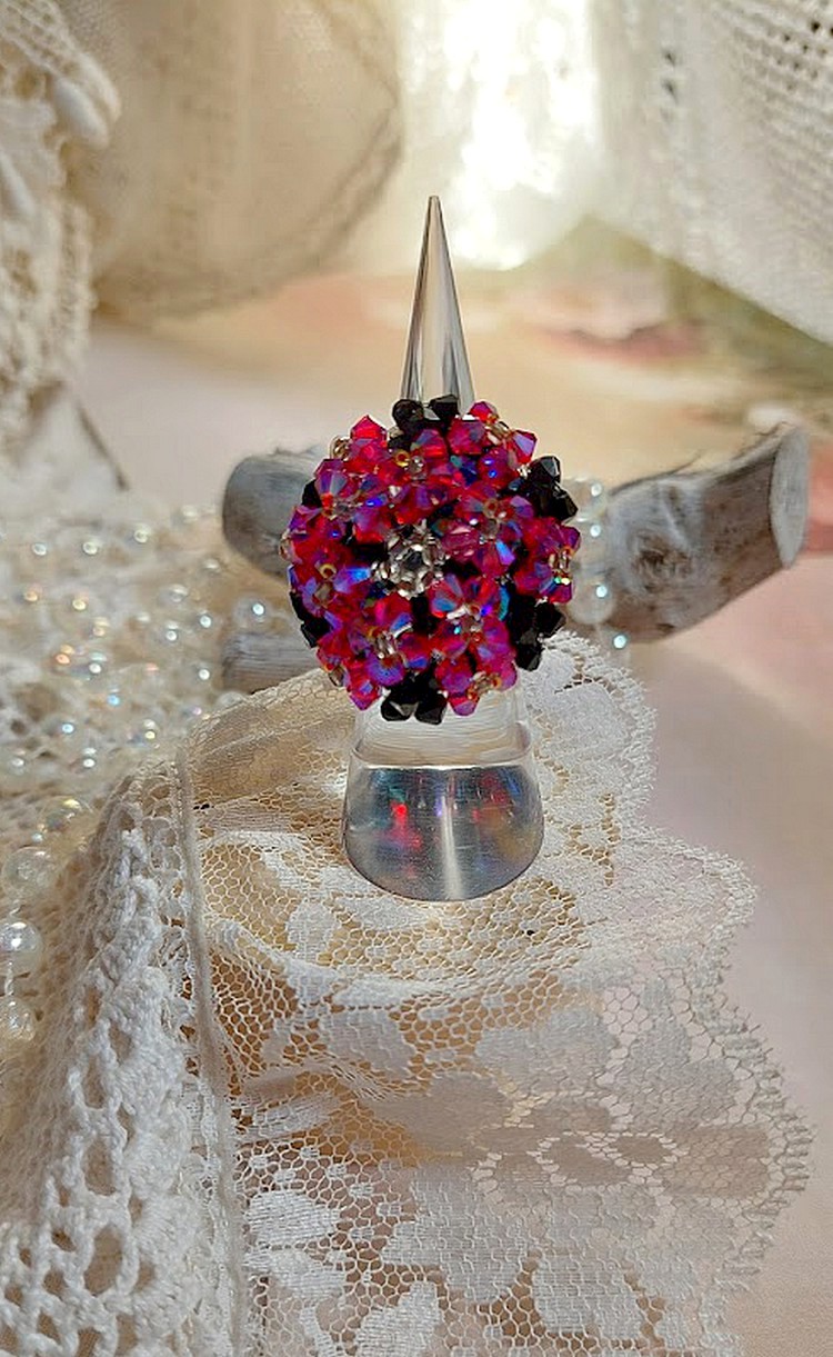 Elegance-ring med Swarovski-kristallfacetter och spinnare