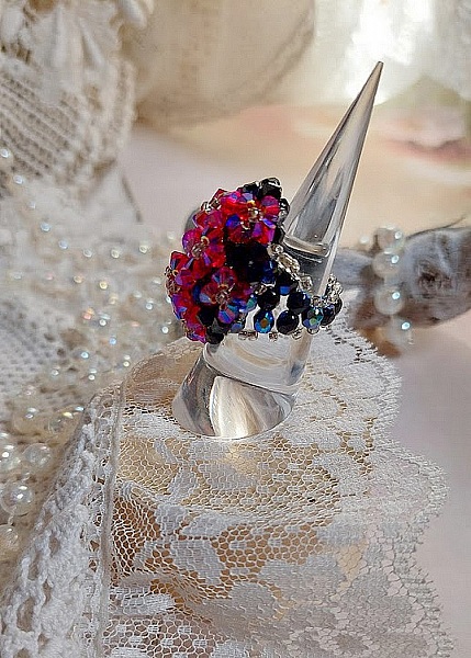 Elegance-ring med Swarovski-kristallfacetter och spinnare
