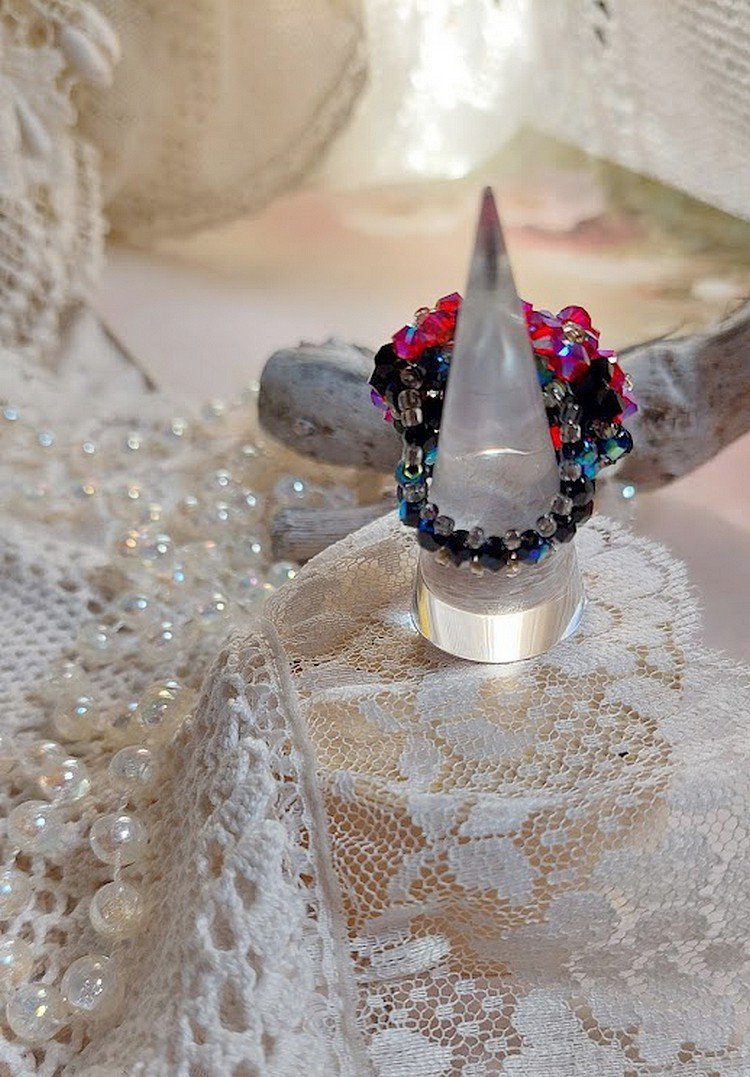Elegance-ring med Swarovski-kristallfacetter och spinnare
