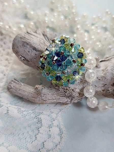 Hoppring med Swarovski-kristallfacetter och spinnare