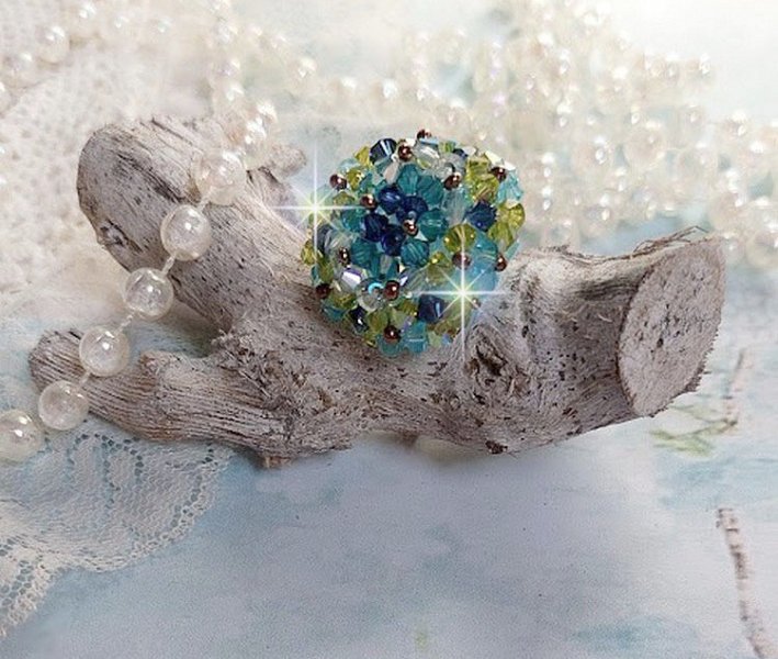 Hoppring med Swarovski-kristallfacetter och spinnare