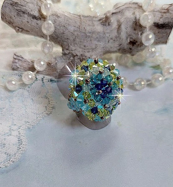 Hoppring med Swarovski-kristallfacetter och spinnare