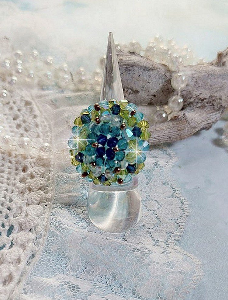Hoppring med Swarovski-kristallfacetter och spinnare