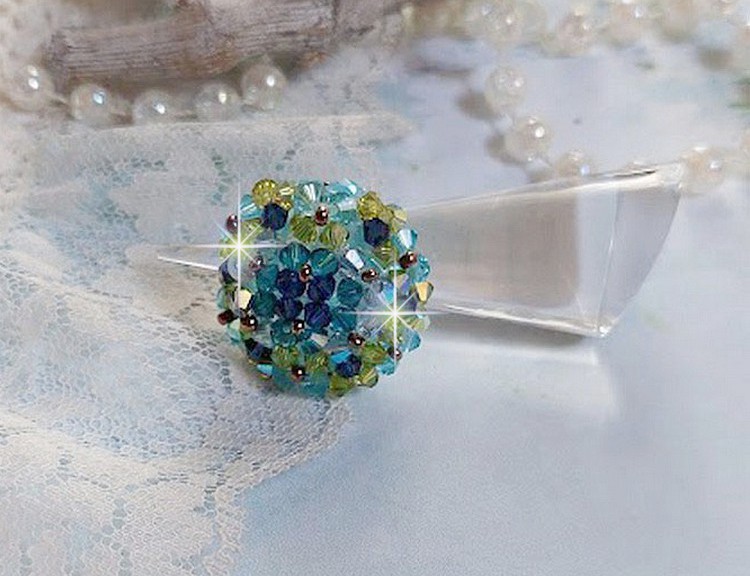 Hoppring med Swarovski-kristallfacetter och spinnare