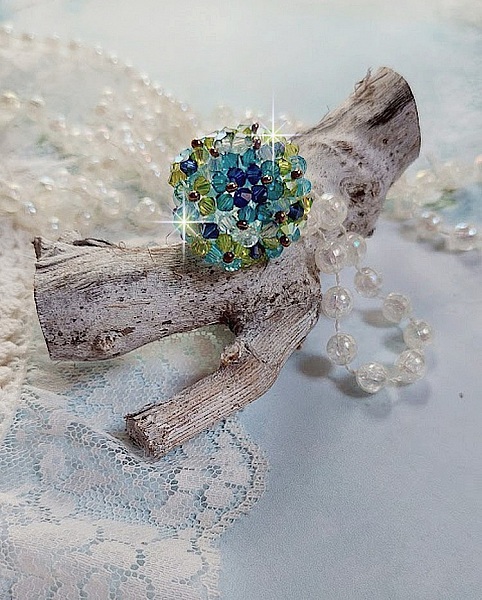 Hoppring med Swarovski-kristallfacetter och spinnare