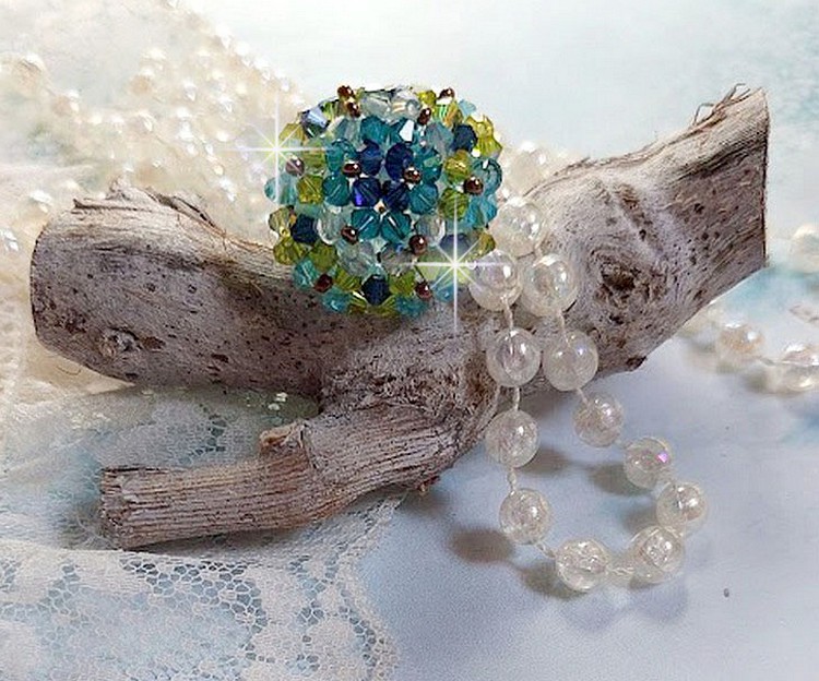 Hoppring med Swarovski-kristallfacetter och spinnare