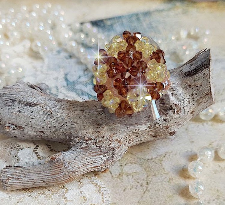 Stjärnring med Swarovski-kristallfacetter och spinnare