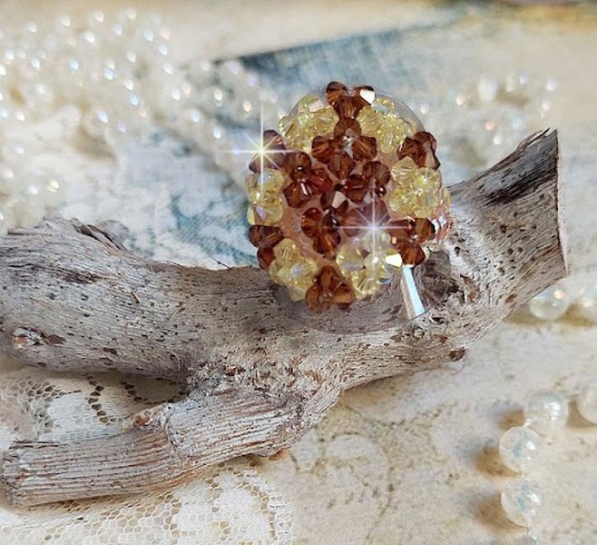 Stjärnring med Swarovski-kristallfacetter och spinnare