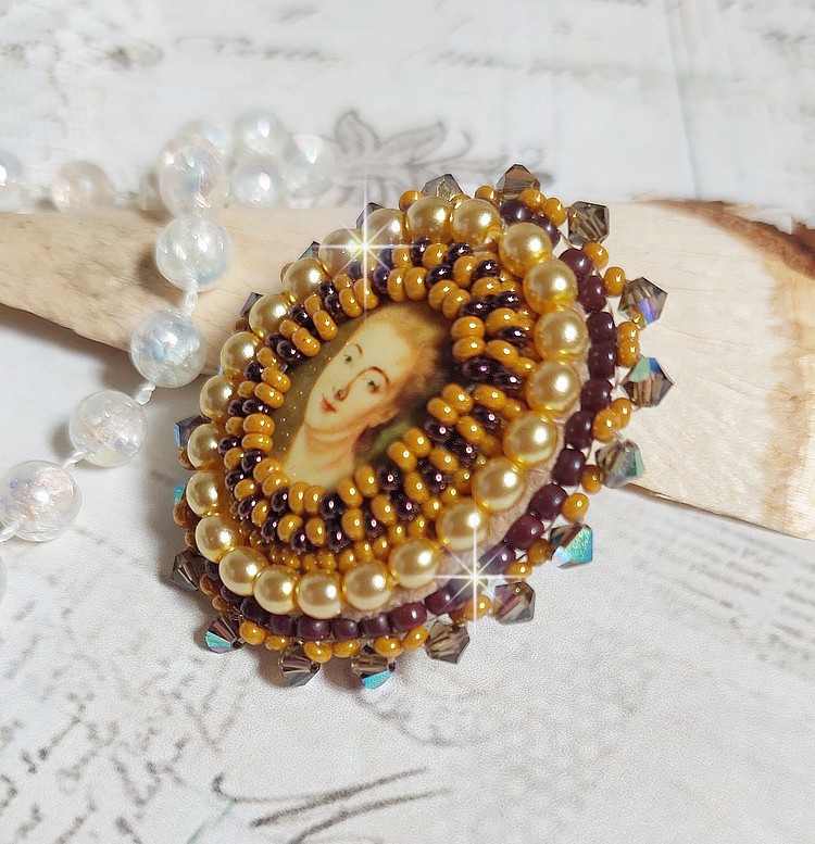 Mme de Pompadour ring broderad med pärlor, Swarovski kristall, en mycket vacker förförelse