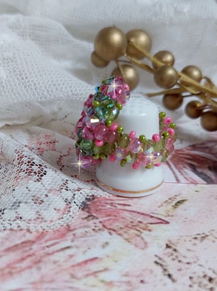 Miss Lady-ring med facetter och snurrande toppar i Swarovski-kristall