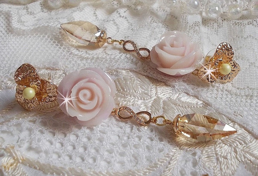 Guldpl&auml;terad Bell'issim Violet Pink BO med Swarovski-kristaller och zirkonium