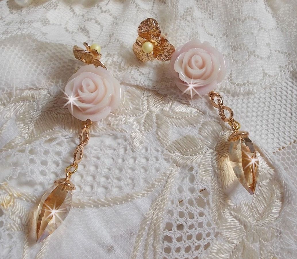 Guldpläterad Bell'issim Violet Pink BO med Swarovski-kristaller och zirkonium
