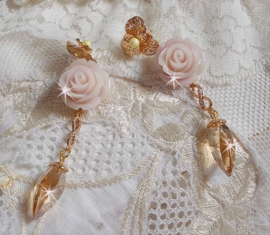 Guldpläterad Bell'issim Violet Pink BO med Swarovski-kristaller och zirkonium