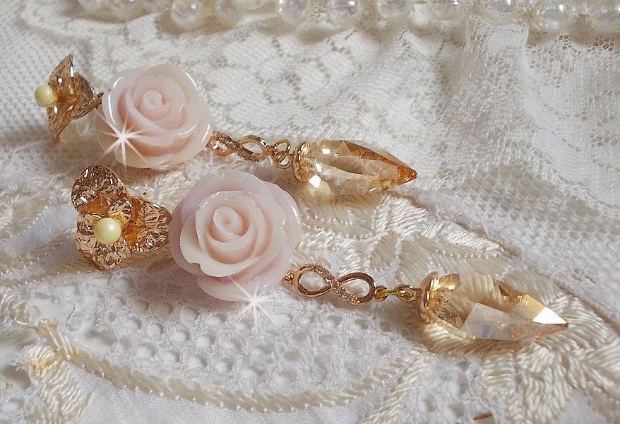 Guldpl&auml;terad Bell'issim Violet Pink BO med Swarovski-kristaller och zirkonium