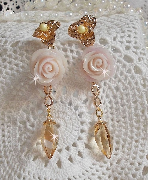 Guldpl&auml;terad Bell'issim Violet Pink BO med Swarovski-kristaller och zirkonium