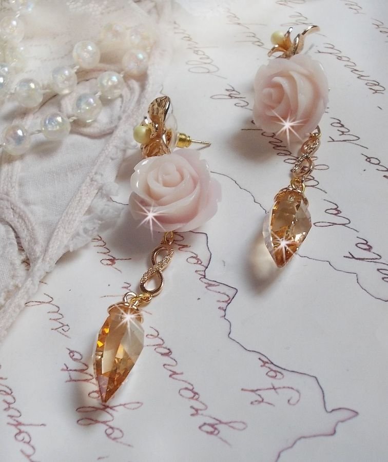 Guldpläterad Bell'issim Violet Pink BO med Swarovski-kristaller och zirkonium