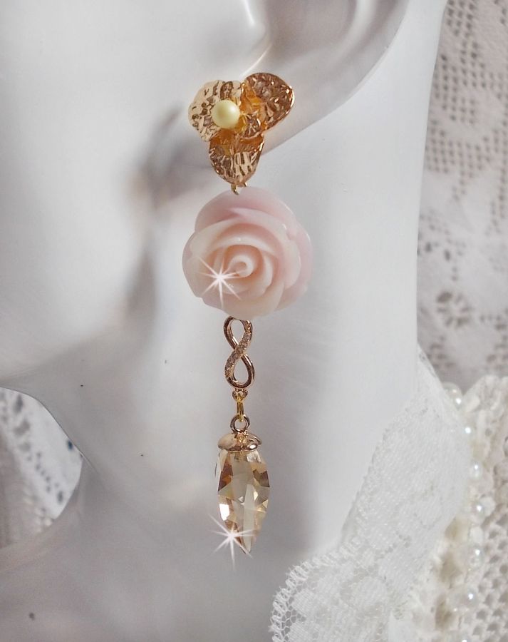 Guldpläterad Bell'issim Violet Pink BO med Swarovski-kristaller och zirkonium