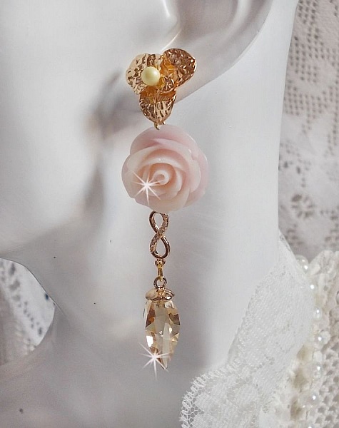 Guldpl&auml;terad Bell'issim Violet Pink BO med Swarovski-kristaller och zirkonium