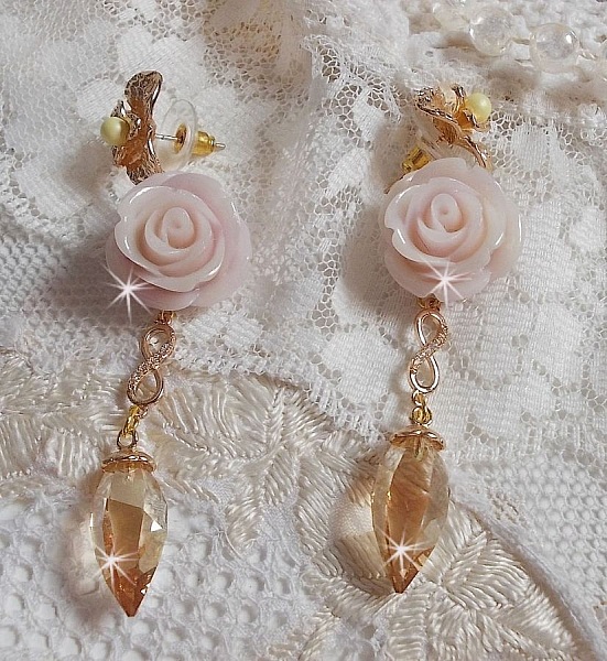 Guldpl&auml;terad Bell'issim Violet Pink BO med Swarovski-kristaller och zirkonium