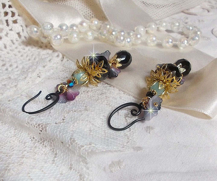 BO Paris et Ritournelles mont&eacute;es avec perles cristal, perles verre et pierres de gemme