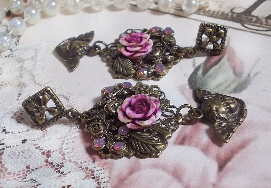 BO Secrets des Angelots skapad med rosor i harts, Angelot berlocker, tryck och kristaller