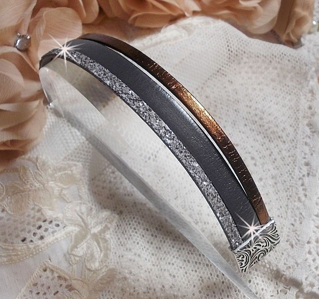 Bracelet Arnaud Homme avec des lacets de cuir et un fermoir aimant&eacute;